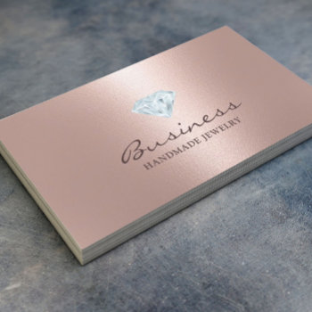 Handmade Jewelry Bright Diamond Blush Rose Gold Business Card by cardfactory at Zazzle