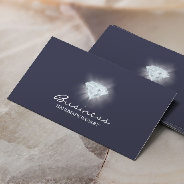 Handmade Jewelry Bright Diamond Elegant Blue Business Card (Creator Uploaded)