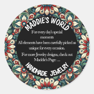 Handmade Jewelry  Classic Round Sticker