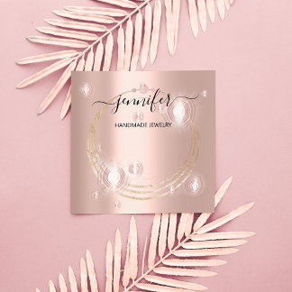 Handmade Jewelry Custom Logo Gold Rose Vip Square Business Card