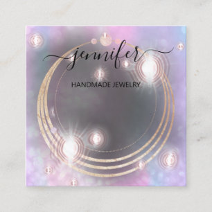 Handmade Jewelry Custom Logo Holograph Smoky Square Business Card