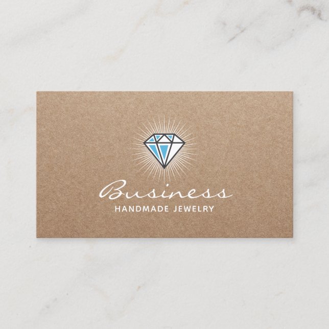 Handmade Jewelry Diamond Logo Elegant Kraft Business Card (Front)