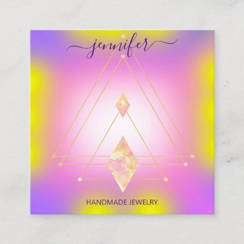 Handmade Jewelry Earning Display Logo Holographic Square Business Card