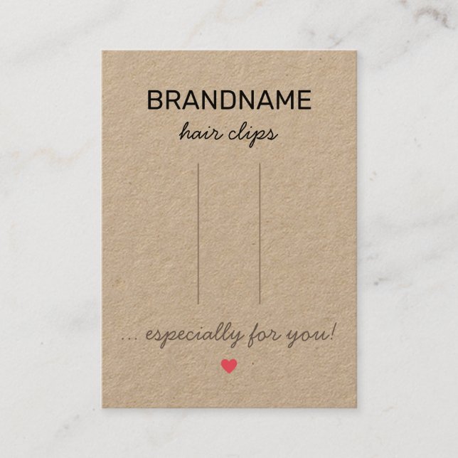Handmade Jewelry Heart Rustic Hair Clips Holder Business Card (Front)