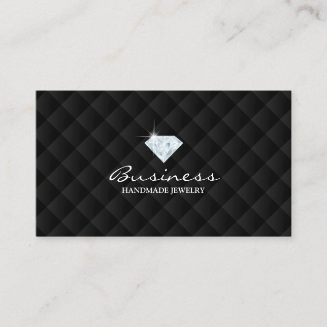 Handmade Jewelry Luxury Dark Diamond Quilted Business Card (Front)