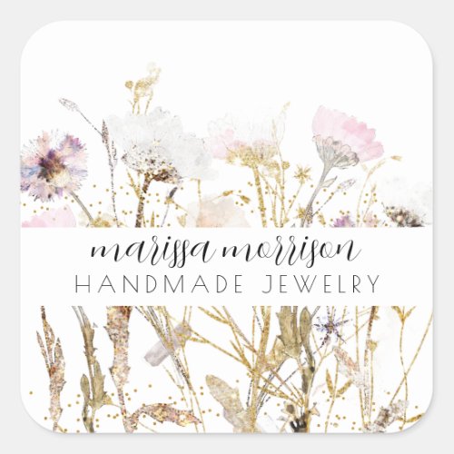 Handmade Jewelry Pink Wildflower Product Labels