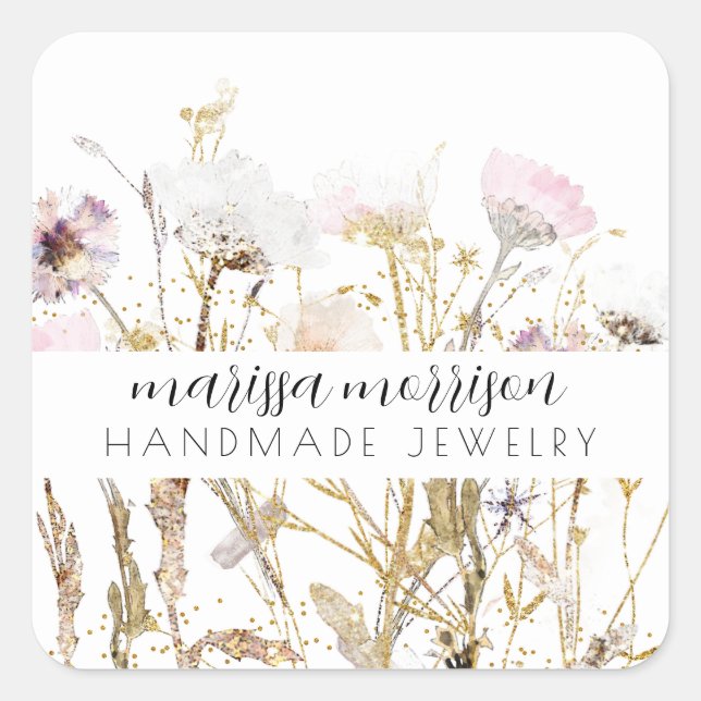 Handmade Jewelry Pink Wildflower Product Labels (Front)