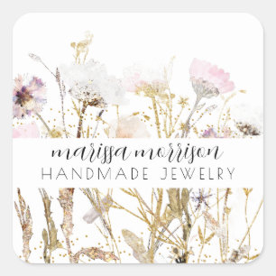 Handmade Jewelry Pink Wildflower Product Labels