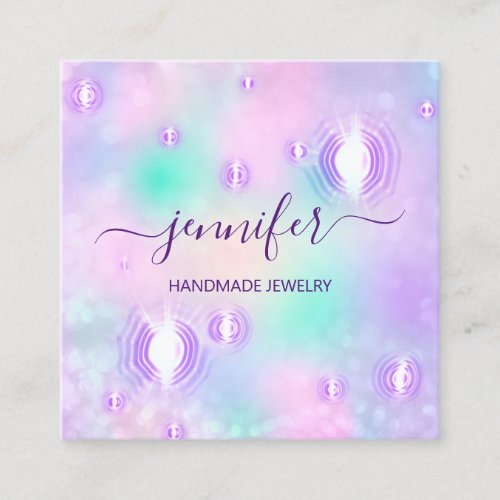 Handmade Jewelry Purple Logo Fashion Futuristic Square Business Card