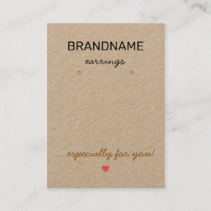 Handmade Jewelry Rustic Kraft Paper Earring Holder Business Card