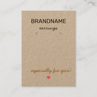 Handmade Jewelry Rustic Kraft Paper Earring Holder Business Card
