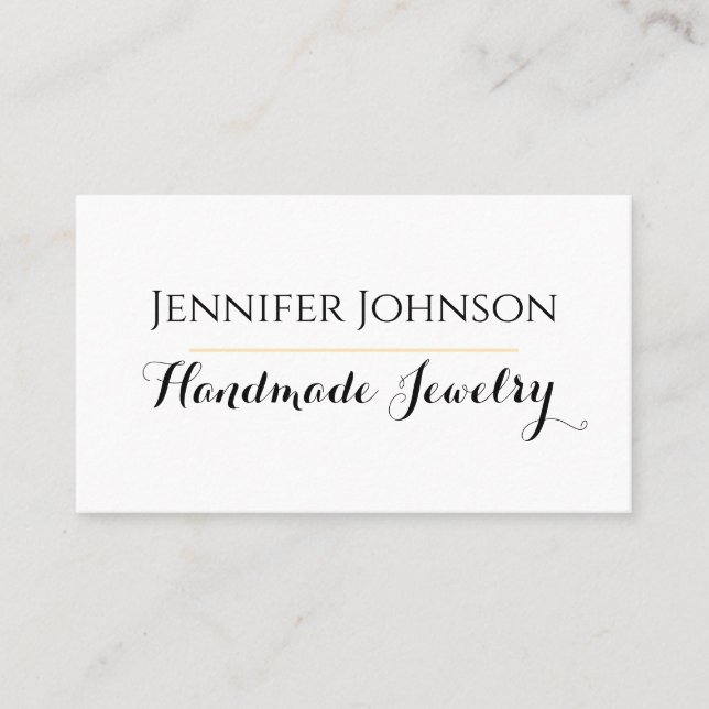 Handmade Jewelry Simple Black and White Clean Business Card (Front)