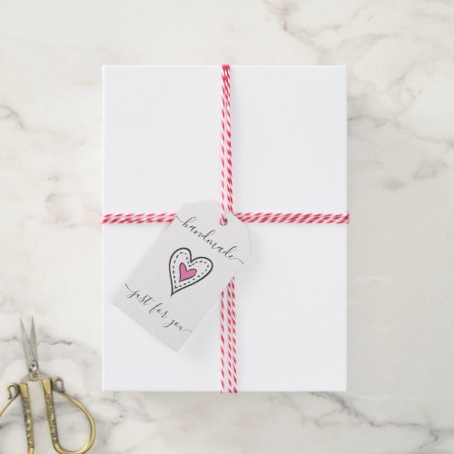 Handmade Just for You _ Doodled Heart White Gift Gift Tags