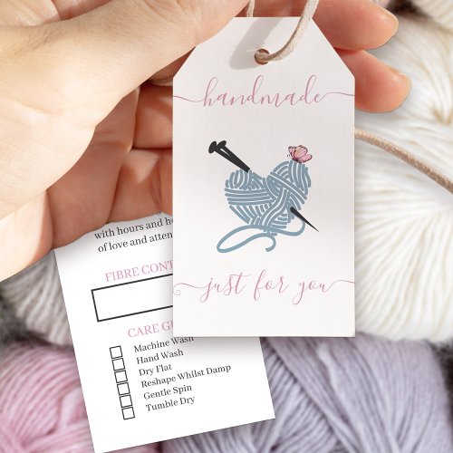Handmade Just for You _ Love Heart Yarn Gift Tags