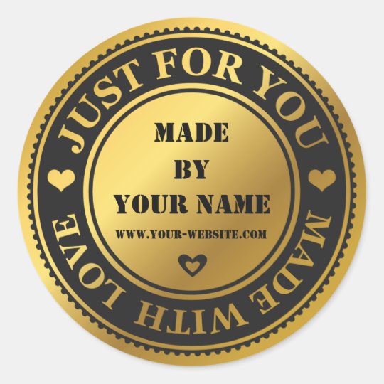 Round Paper Labels THANK YOU HAND MADE WITH LOVE handmade Stickers BLACK /& GOLD