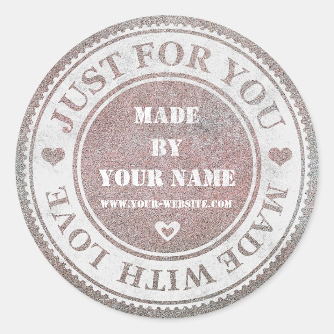 Handmade Just For You Made With Love Grungy Classic Round Sticker | Zazzle