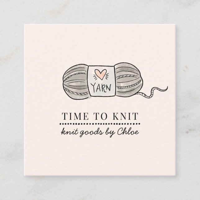 Handmade Knit Goods Square Business Card (Front)