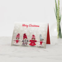 Handmade Knit Winter Angels Christmas Card