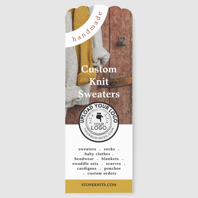 Handmade Knits Small Business Promotional Bookmarks (Front)