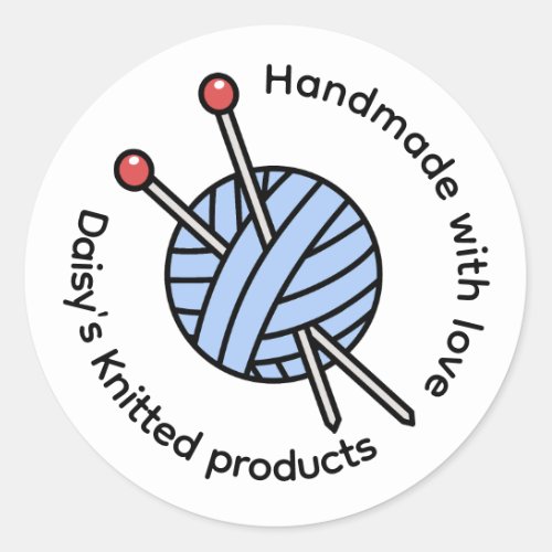 Handmade Knitting Personalized  Classic Round Sticker