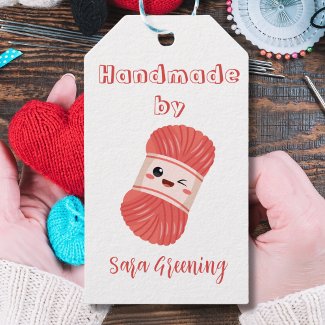 Handmade knitting tag, care label, Made by me,