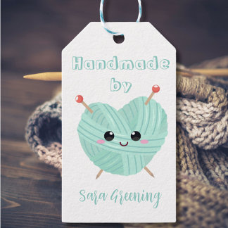 Handmade knitting tag, care label, Made by me, Gift Tags