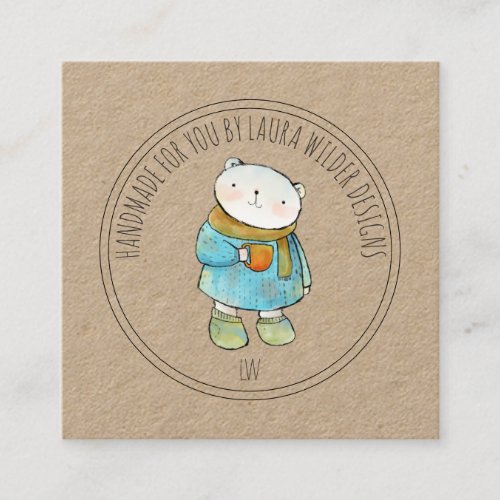 Handmade Kraft Baby Clothing Maker Online Shop Square Business Card