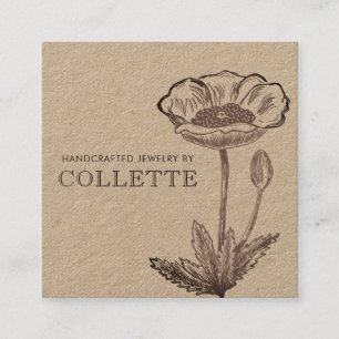 Handmade Kraft Flower Jewelry Designer Square Business Card
