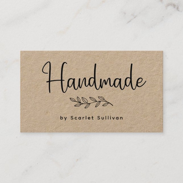 Handmade Kraft Laurel Business Card  (Front)