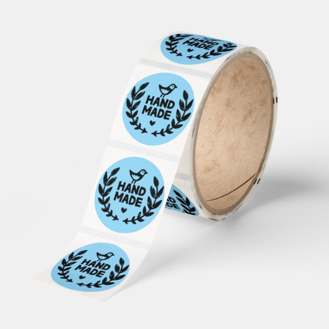 Handmade Laurel Wreath Design Classic Round Sticker (Roll)