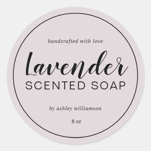 Handmade Lavender Soap Chic Calligraphy Purple Classic Round Sticker