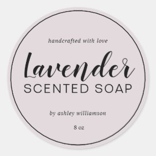 Handmade Lavender Soap Chic Calligraphy Purple Classic Round Sticker