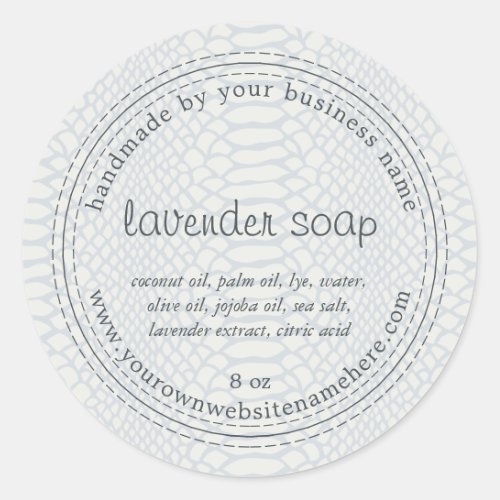 Handmade Lavender Soap Pastel Blue Snake Pattern Classic Round Sticker