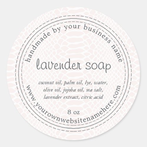 Handmade Lavender Soap Pink Snake Pattern Classic Round Sticker