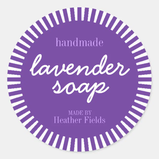 Handmade Lavender Soap Round Label Template | Zazzle