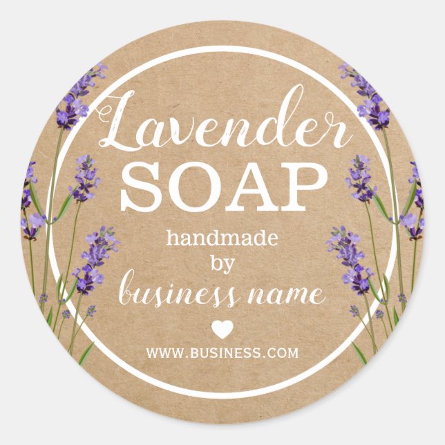 Handmade Lavender Soap | Vintage Homemade Classic Round Sticker (Front)