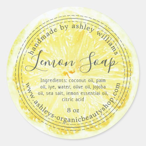 Handmade  Lemon Soap Organic Business  Classic Round Sticker