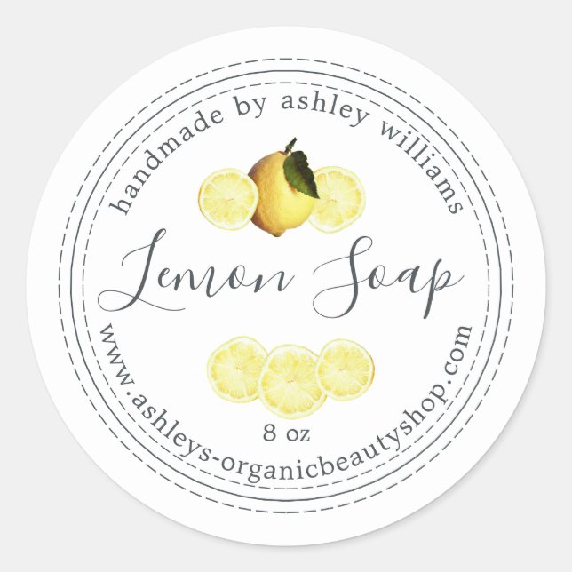 Handmade  Lemon Soap Organic Business Classic Round Sticker (Front)