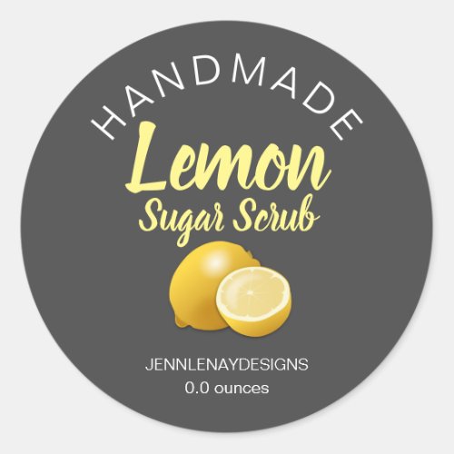 Handmade Lemon Sugar Scrub Modern Round Labels