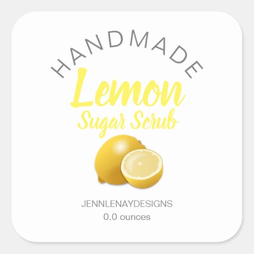 Handmade Lemon Sugar Scrub Square Sticker