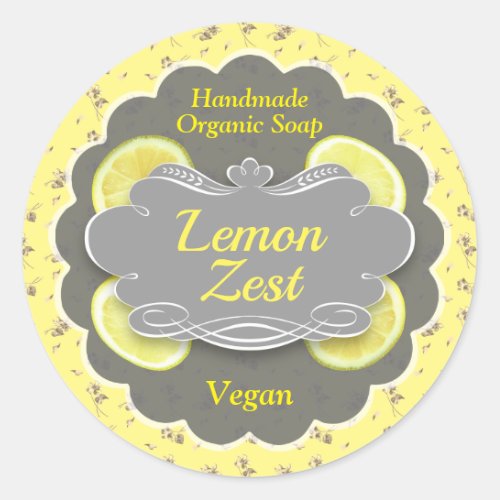 Handmade Lemon Zest Soap Classic Round Sticker