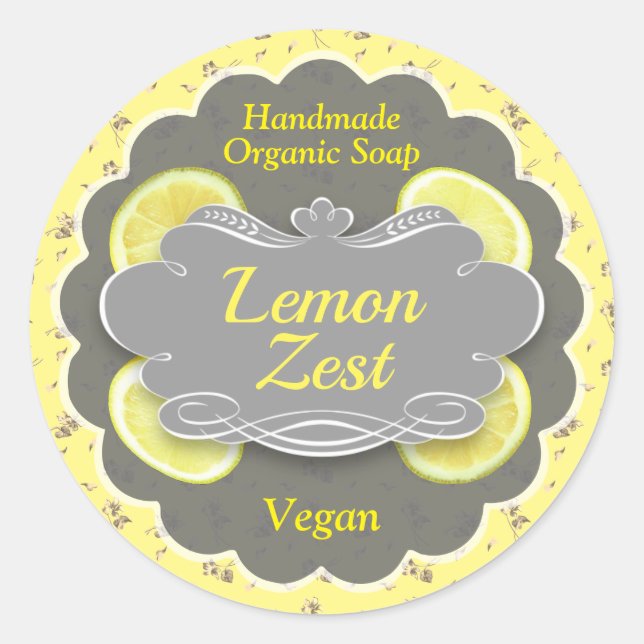 Handmade Lemon Zest Soap Classic Round Sticker (Front)