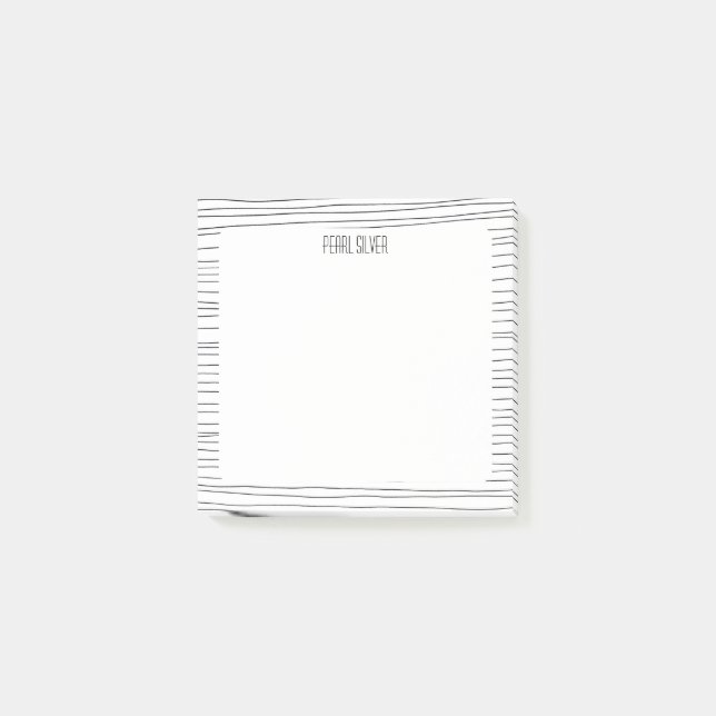 Handmade Lines CUSTOM Chic Monogram Personalized Post-it Notes (Front)