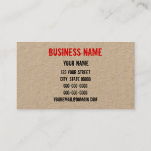 Handmade look- Rubber stamp on craft paper Business Card