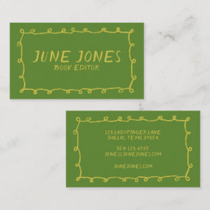 Handmade Loops Doodle Whimsical Inky Brushstrokes Business Card