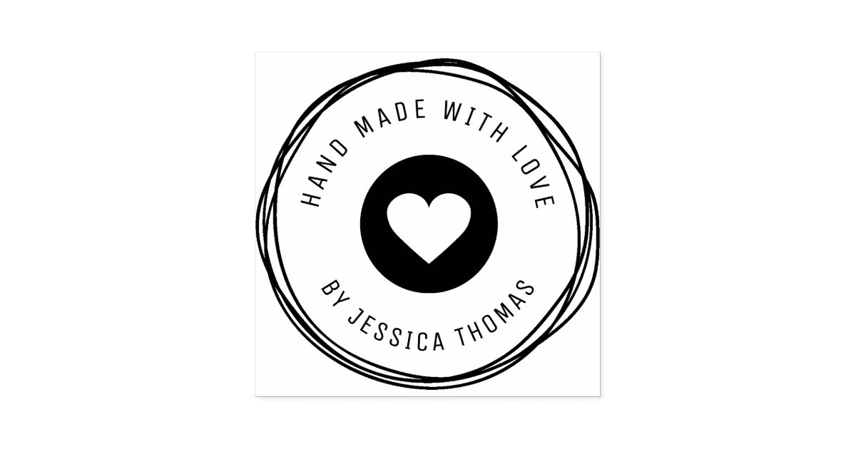 Handmade With Love Personalized Rubber Stamp, Zazzle