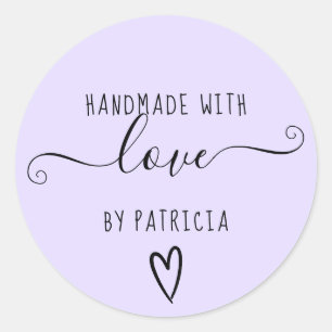 Handmade love typography minimalist purple classic round sticker