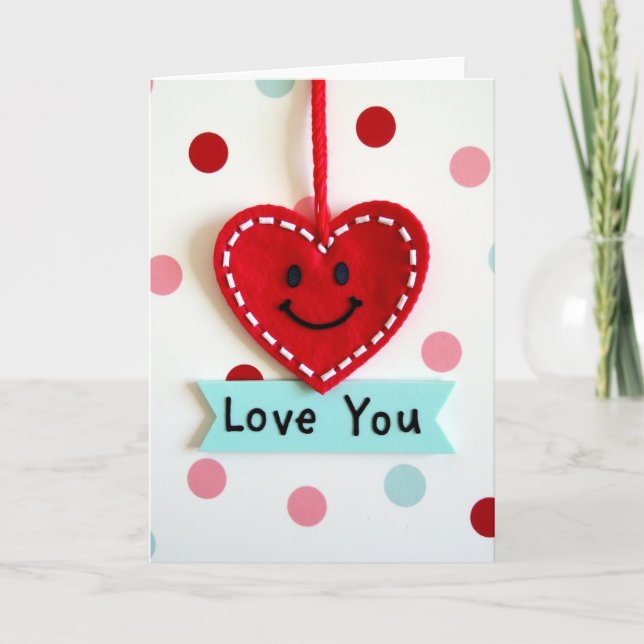 Handmade Love You Heart Card (Front)