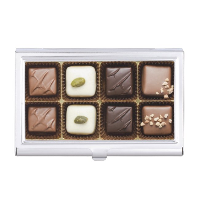 Handmade luxury chocolate in a box business card case (Front)