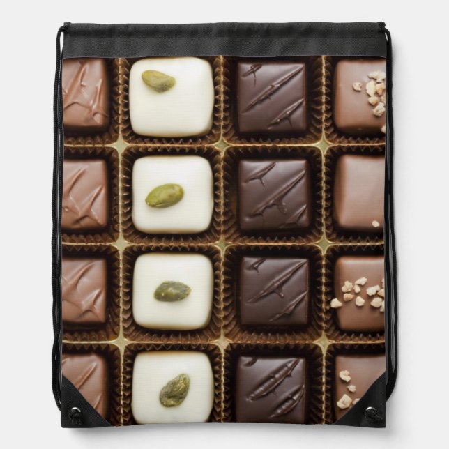 Handmade luxury chocolate in a box drawstring bag (Front)